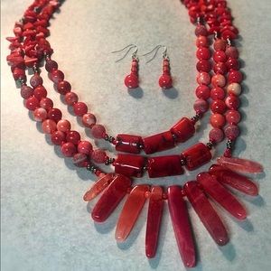 Handmade bead necklace/earring set